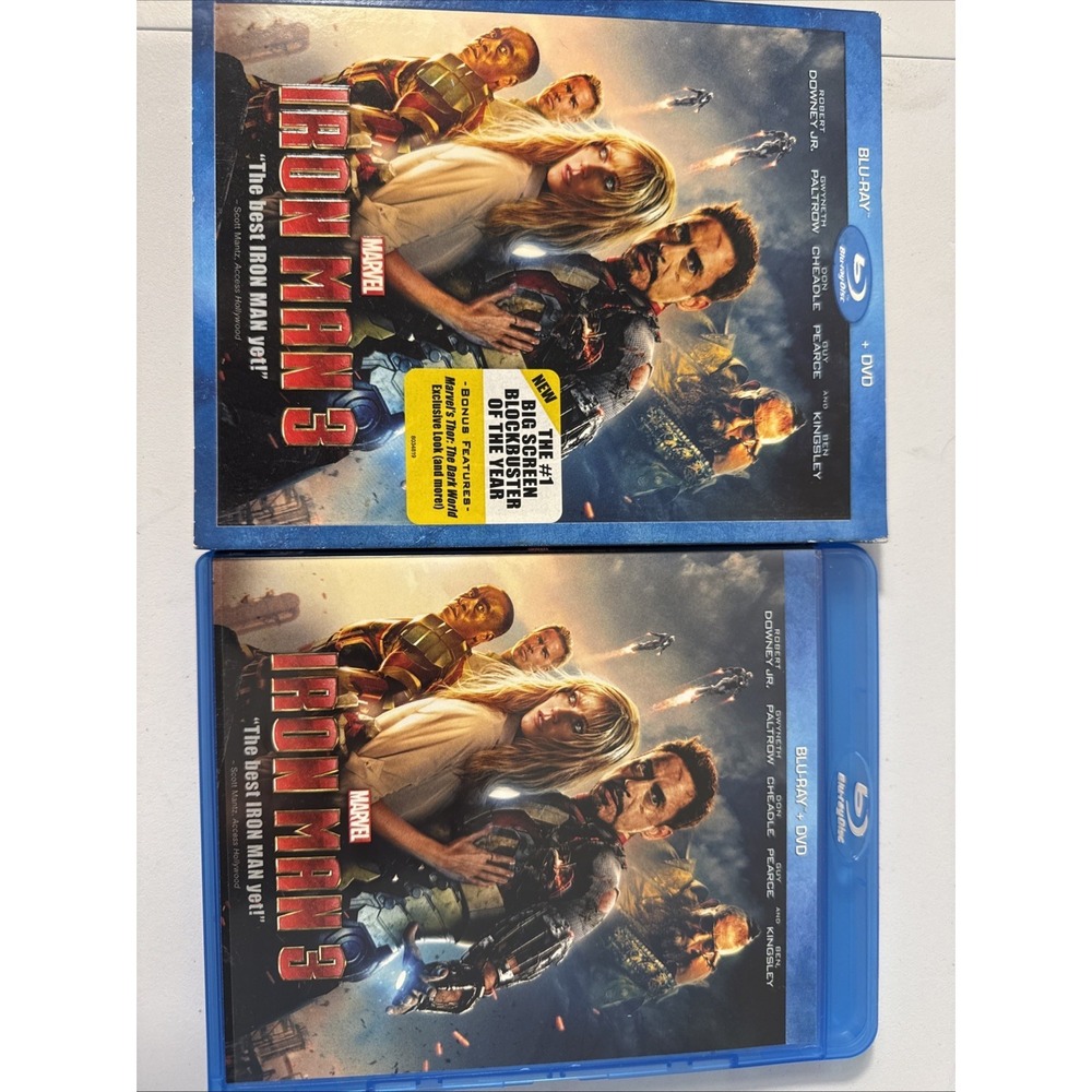 IRON MAN 3 - (Blu-ray, DVD, 2013) - Robert Downey Jr, Gwyneth Paltrow - Picture 2 of 4